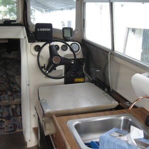 Media 'Pilot Seat Folds down flat for more counter space.' in album 'Anchored off Ordinary Point, Sassafras River'