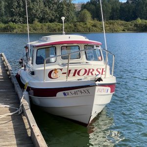 c-dory \"C-Horse\" in the water.