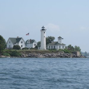 Cape Vincent Lighthouse. Entrance to St. Lawrence River from Lake Ontario