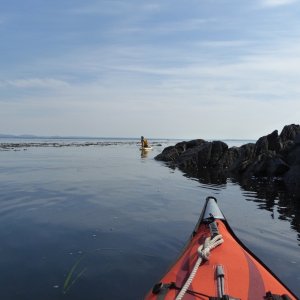 Exploring the various rock formations on the outside of Watmough bay