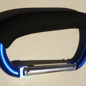 Media '99 cent item on sale at Harbor Freight could help save a life.' in album '6-7" aluminum foam grip clip on carabiner (see next photo) makes an excellent hand hold, clipped on rear cleat for emergency crawling into boat . This is especially true if the boat is equipped with Permatrim. I leave it there permanently.'