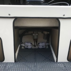 new bilge pumps, hoses, and clamps