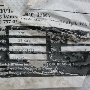 Label from tank.