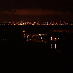 View of San Francisco City Lights from Dr. Bill's house in Tiburon.