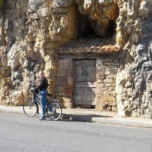 Biking in to town.