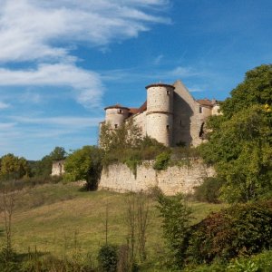 Chateaus were sometimes a bike ride away.  This one was abandoned and the courtyard was overgrown.