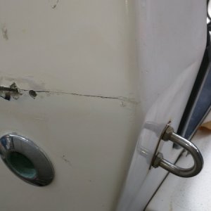 crack at deck to hull at stern corner