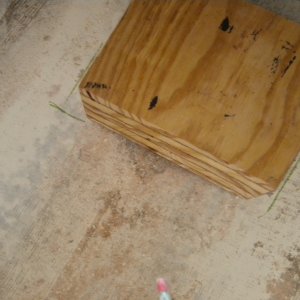 Test block to get floor angles right.
25 deg. port, 21 deg. Stbd.