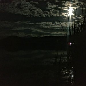 Moon across the lake.