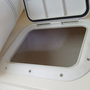 Factory installed hatch in V-berth. Interior finished like the inside of the hull - smooth (10DEC09).jpg