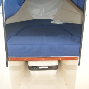 Cushion fits into new v-berth span.Both cushion and span can be lifted out for ease of access to forward v-berth hatch (14DEC09)