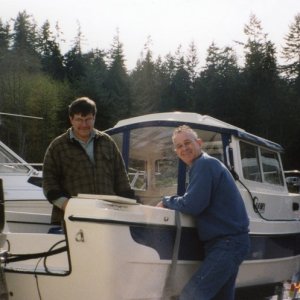 4 April 2003: Joe & Les (EQ Marine) and our 19CD.