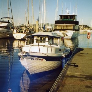 Media '19 July 2003: First time launch at Bellingham.' in album '5 April 2003 - Showing the C-Dory to some of the family.  The youngest grandson wanted to know how soon we'd be going out in the "fish water"'