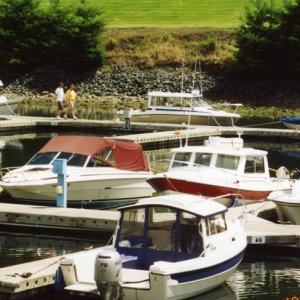 Media '19 July 2003: Visiting Blakely Island.' in album '5 April 2003 - Showing the C-Dory to some of the family.  The youngest grandson wanted to know how soon we'd be going out in the "fish water"'