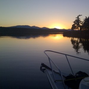 Sunset over the bow, Conover Cove, September 9, 2013