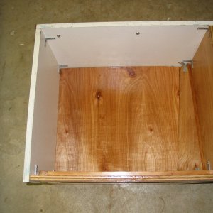 Seat box with removable bottom installed