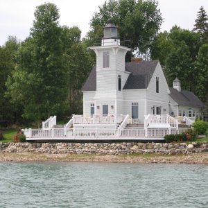Media 'Round Island, Lighthouse turned into a personal residence.' in album 'Anchorage view from cove on North side of Lime Island. Great way to end a perfect day of fishing.'
