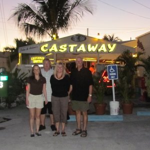 Jenna,Dave,Jess,Mike,Ginny my wife taking picture Marathon at Castaway
