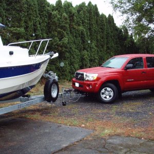 Media 'That front trailer hitch sure made backing into our narrow driveway a lot easier!' in album 'Tight fit in the driveway, Honu's temporary moorage.'
