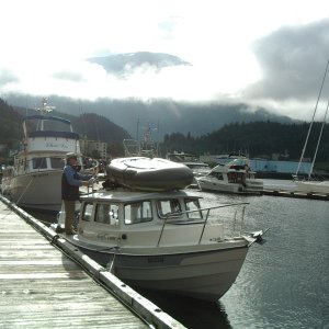 Media 'Sevylor Fish Hunter dinghy on top' in album 'at Ocean Falls marina'