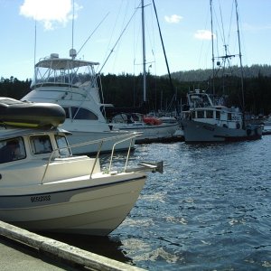 Media 'with dinghy' in album 'at Ocean Falls marina'