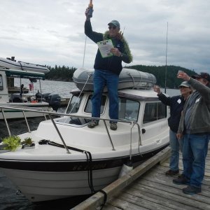 Our boat's naming ceremony! Cheers!