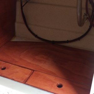 Finished platform. Stained plywood with varathane finish.
