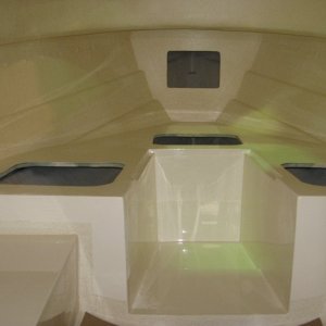 V-berth interior after gelcoat completed