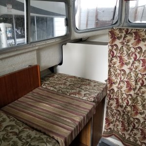 Media 'Fold Down Table makes small bed for grandkid 48" in length, good to about 8 or 9 years old.' in album '1st C-Dory project'