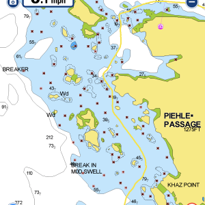 Tracks. Piehle Passage.  Entry from Gulf of Alaska to Khaz Bay, Chichagof Island