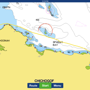 Tracks from Hoonah to anchorage in Whitestone Harbor, where we sought refuge from wind waves for the night