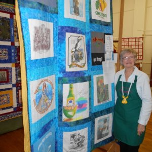 First place quilt.  Wife made quilt from various tee shirts collected while living in the Caribbean on SV PUFFIN, a 33 ft Morgan Out Island.