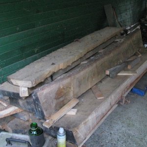 Rough cut oak before milling.