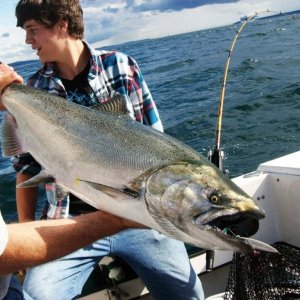 Possession King.  20+ lbs caught on cookies and cream spoon 80' on west side of bar