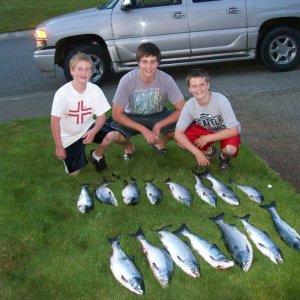 15 shipwreck pinks, all caught on pink minihootchies 45-70' down.  8/20/11
