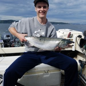 Parker reeled in a nice sliver caught ~45' of cable @ shipwreck.  10 lb'er!!