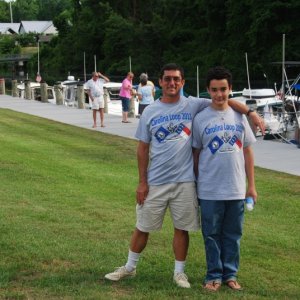DSC 0038 - Litl' Tug, Tivo, and his son, Joseph, model the "T-shirts" for the NC Loop 2011.