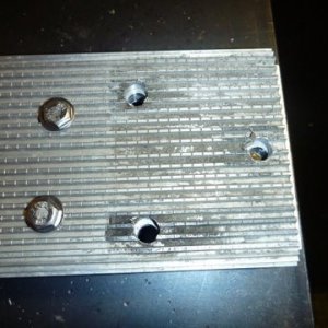 Float On trailer fender supports this is the area where we have cracking occur. To stiffin up the arrangement we added a piece 0f 3/8 x 3 1/2 x 13 3/4 long piece of aluminum plate.