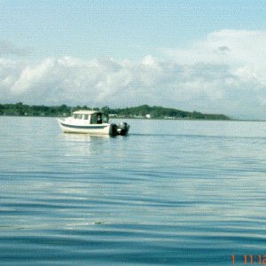 (R/J): Beautiful day on the water but no fish for the Immacu-Nada.