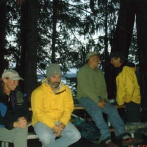 (R/J): Rene (Primative) & Bill (Da Nag). Jon (C-Lou) & Jeff (Immacu-Nada) are off to the right and something must REALLY be funny.