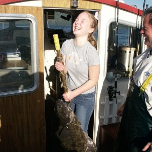 First Daughter trying to lift previous fish on.