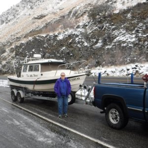 Traveling some interesting roads
We love the Electric over hydraulic brakes which allow you to reach down and apply trailer brakes without applying truck brakes.  Also, you can adjust the amount of break action from hard stop = skidding & smoking tires to just a bit of bite.