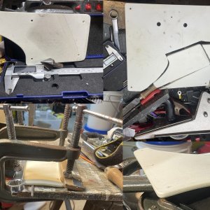 Media 'was able to use a clear spot on a scrap of starboard - heated and bent to match foredeck camber - countersunk screw heads' in album 'was able to salvage customized bow roller from ENDEAVOR'