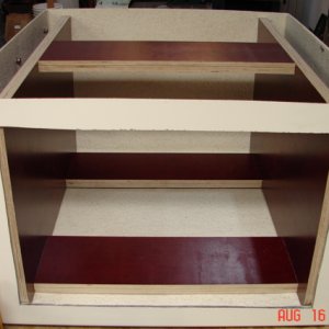Plywood frame in position in seat base