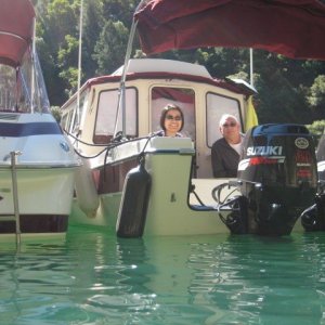 Don and Brenda in cockpit enjoying doing nothing