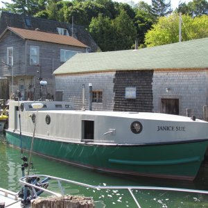 Media 'Laker type work boat' in album 'Leeland Michigan,boat ramp at the northern  end of Lake Leelanau'