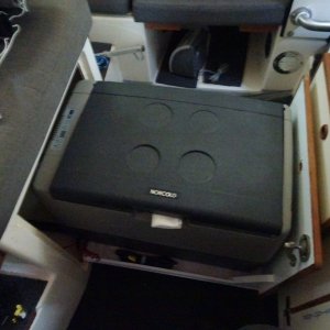 45 quart Norcold 12 volt chest refrigerator on slide.