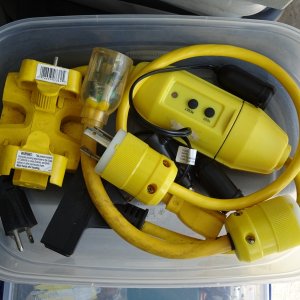 Box of adapters, with GFI and multi socket