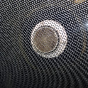 underside of fore hatch, thru screen, of solar vent, and Starboard cover.