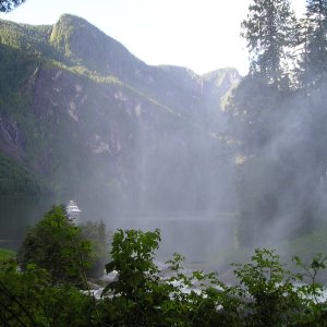Looking out from the base of the falls
